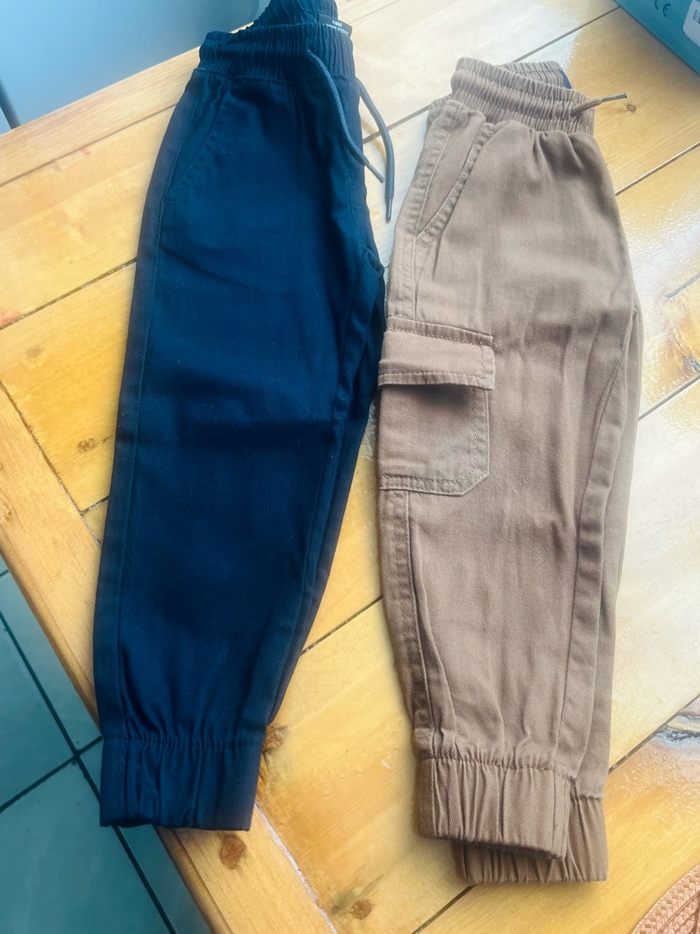 2-Kids Cargo Jogger Pants - Black and Brown